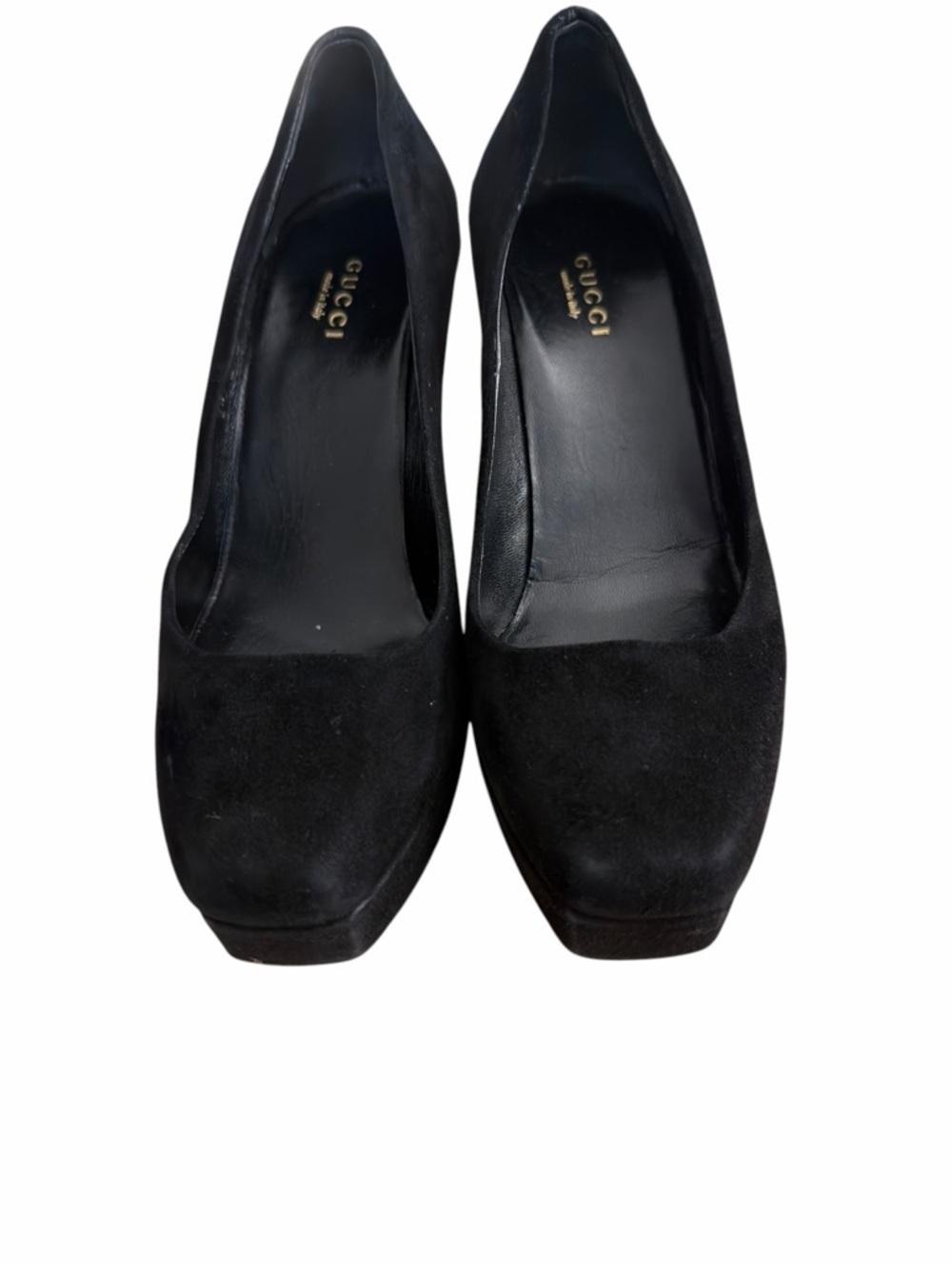 Vintage Gucci Black Suede Platform Pumps Stiletto Heels Y2K Designer Size 35.5 - Picture 6 of 11